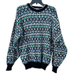Santana Mens Italian Multicolor Sweater Vintage 80’s Cabin Core Dad Grandpa L